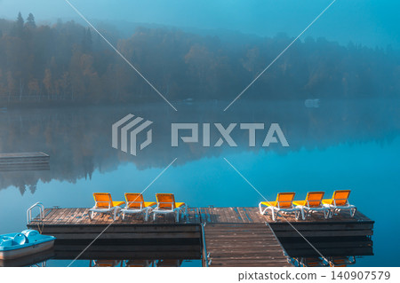 Dock on Lac-Superieur, Mont-tremblant, Quebec, Canada 140907579