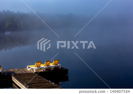 Dock on Lac-Superieur, Mont-tremblant, Quebec, Canada Dock on Lac-Superieur, Mont-tremblant, Quebec, Canada 140907584