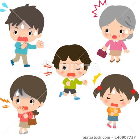 A stylized illustration of multiple people looking surprised and frightened. A stylized illustration of multiple people looking surprised and frightened. 140907737