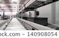 packing line in a logistics warehouse. conveyor belt in a modern production line. Pallet racking 140908054