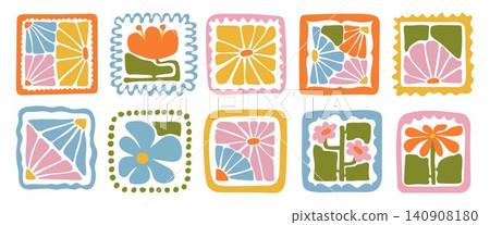 Abstract floral patterns in modern square style 140908180