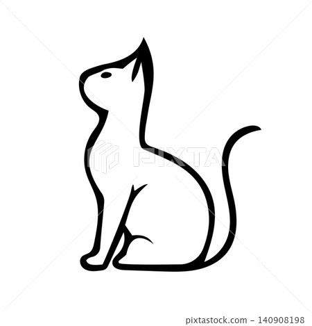 Minimalist Cat Logo Black Line Vector Minimalist Cat Logo Black Line Vector 140908198