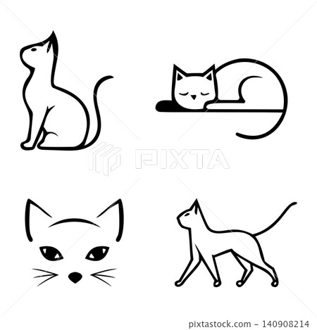 Hand Drawn Cat Logo Collection 140908214