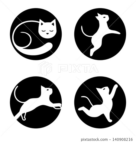 Modern Cat Illustration Logo Bundle Modern Cat Illustration Logo Bundle 140908216