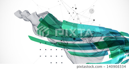 Abstract wireframe background. Modern science art elements. Vector Abstract wireframe background. Modern science art elements. Vector 140908334
