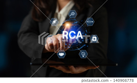 Business Professional Using Tablet to Access RCA Technology and Data Visualization in a Modern Digital Environment. Bitwise Business Professional Using Tablet to Access RCA Technology and Data Visualization in a Modern Digital Environment. Bitwise 140908778
