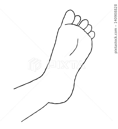 A hand-drawn illustration of the sole of a human foot (black line drawing). A hand-drawn illustration of the sole of a human foot (black line drawing). 140908828