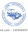A stamp with an image of a car for tourism. Vector. 140908849