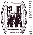 Tourist stamp for traveling in France. Vector. 140908851