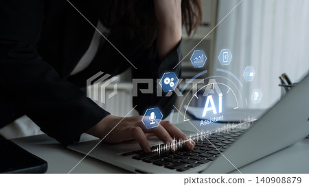 AI assistant in task analytics and automation concept. Corpus AI assistant in task analytics and automation concept. Corpus 140908879