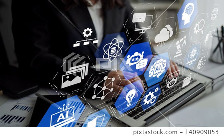 AI Brain Processing Data with Generative Artificial Intelligence Concept Funnel AI Brain Processing Data with Generative Artificial Intelligence Concept Funnel 140909053