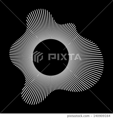 Sound circle white lines. Radial rays. Equalizer logo. Radial spectrum. Voice symbol. Sound ring layout. Circular wavy radial frame pattern. Wave design minimal element. Depicting audio music icon. Sound circle white lines. Radial rays. Equalizer logo. Radial spectrum. Voice symbol. Sound ring layout. Circular wavy radial frame pattern. Wave design minimal element. Depicting audio music icon. 140909164