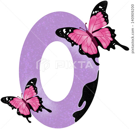 zero number with pink butterfly zero number with pink butterfly 140909200