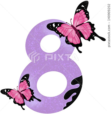 eight number with pink butterfly 140909202