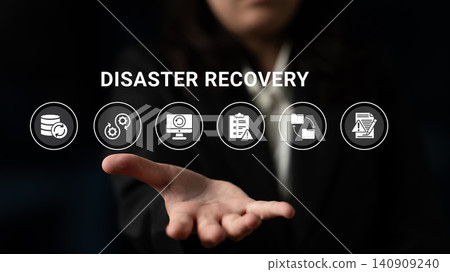Professional Hands Reaching Out for Disaster Recovery Solutions Focusing on Data Protection, Backup Systems, and Business Continuity Strategies in Dark Environment Ledger 140909240