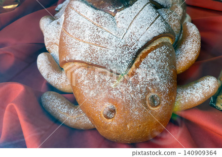 Traditional Day of the Dead Bread in Crab Shape - Unique Mexican Bakery Design 140909364