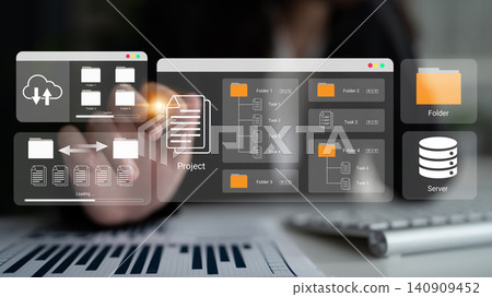 Digital folder and server file organization management concept Parse Digital folder and server file organization management concept Parse 140909452