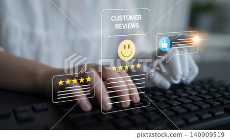 Customer Feedback and Reviews, Smiley Faces with Ratings on Computer Keyboard, Digital Interaction and Satisfaction in Modern Business Environment Cyphers. Customer Feedback and Reviews, Smiley Faces with Ratings on Computer Keyboard, Digital Interaction and Satisfaction in Modern Business Environment Cyphers. 140909519
