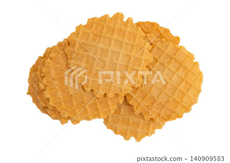 thin crispy wafers isolated thin crispy wafers isolated 140909583