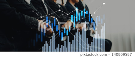 Business professionals in a meeting with financial charts and graphs representing growth, strategy, and market analysis in a modern office setting Scalp Business professionals in a meeting with financial charts and graphs representing growth, strategy, and market analysis in a modern office setting Scalp 140909597