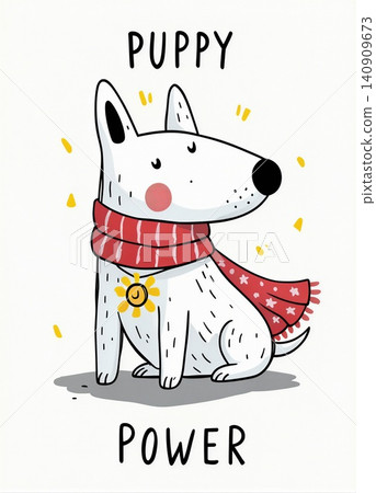 A charming illustration of a fluffy white puppy radiating confidence. A charming illustration of a fluffy white puppy radiating confidence. 140909673