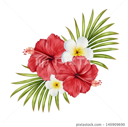 Tropical Flower Collection Watercolor Illustration 140909690