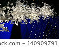 The image of Christmas lights shining brightly in winter, like beautifully glittering snowflakes. 140909791