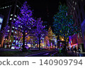 The illuminations on Osaka's Midosuji Avenue at the end of the year, and the night view of a winter tourist spot. 140909794
