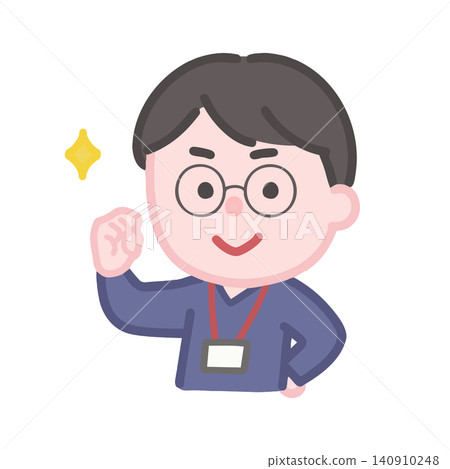 A motivated male caregiver makes a triumphant gesture. A motivated male caregiver makes a triumphant gesture. 140910248