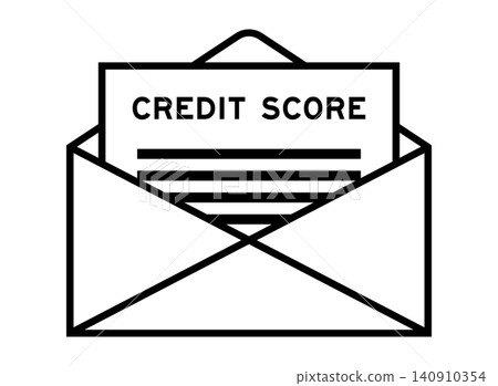 Envelope and letter sign with word credit score as the headline Envelope and letter sign with word credit score as the headline 140910354