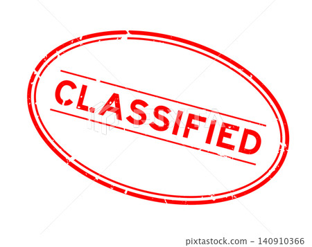 Grunge red classified word oval rubber seal stamp on white background Grunge red classified word oval rubber seal stamp on white background 140910366