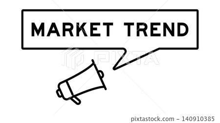 Megaphone icon with speech bubble in word market trend on white background Megaphone icon with speech bubble in word market trend on white background 140910385