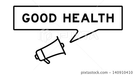 Megaphone icon with speech bubble in word good health on white background Megaphone icon with speech bubble in word good health on white background 140910410