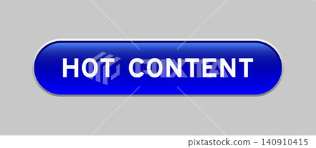 Blue color capsule shape button with word hot content on gray background Blue color capsule shape button with word hot content on gray background 140910415