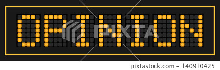 Orange color led banner in word opinion on black background Orange color led banner in word opinion on black background 140910425