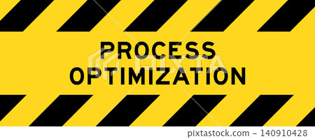 Yellow and black color with line striped label banner with word process optimization Yellow and black color with line striped label banner with word process optimization 140910428