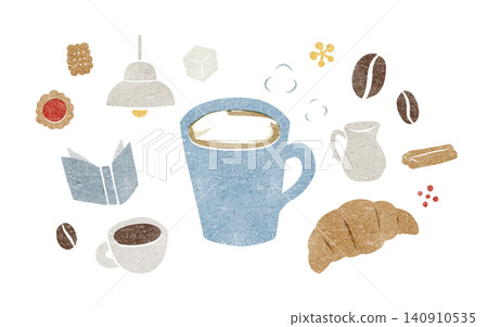 A stylish café time and croissants 140910535