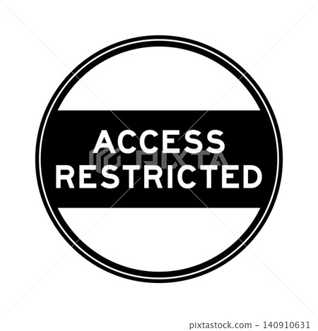 Black color round seal sticker in word access restricted on white background Black color round seal sticker in word access restricted on white background 140910631