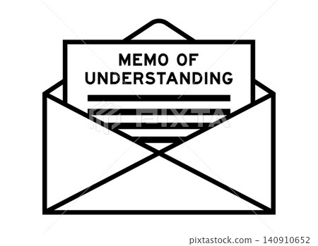 Envelope and letter sign with word memo of understanding as the headline Envelope and letter sign with word memo of understanding as the headline 140910652
