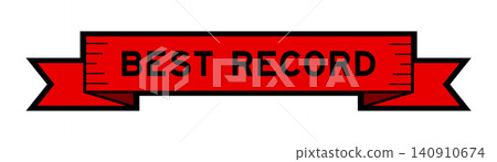 Ribbon label banner with word best record in red color on white background Ribbon label banner with word best record in red color on white background 140910674