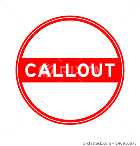 Red color round seal sticker in word callout on white background Red color round seal sticker in word callout on white background 140910675