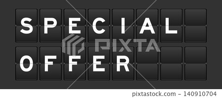 Black color analog flip board with word special offer on gray background Black color analog flip board with word special offer on gray background 140910704