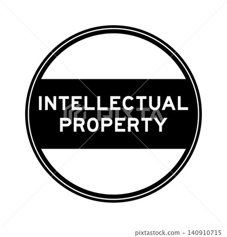 Black color round seal sticker in word intellectual property on white background Black color round seal sticker in word intellectual property on white background 140910715