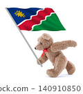 A Namibia flag being carried by a cute teddy bear 140910850