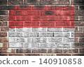 Monaco flag on old brick wall background 140910858