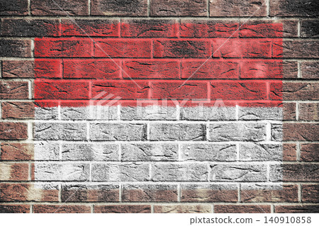 Monaco flag on old brick wall background Monaco flag on old brick wall background 140910858