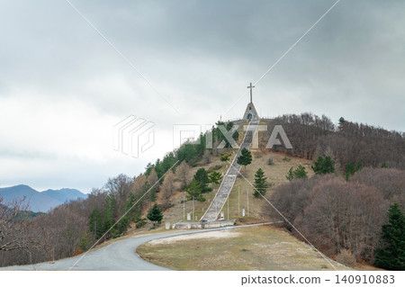 Monte Zurrone military shrine and monument in Roccaraso Abruzzo Italy Monte Zurrone military shrine and monument in Roccaraso Abruzzo Italy 140910883