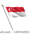 Singapore flagpole 3d illustration on white with clipping path 140910903