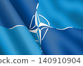 NATO OTAN waving flag 3d illustration 140910904