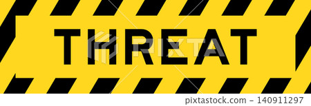 Yellow and black color with line striped label banner with word threat Yellow and black color with line striped label banner with word threat 140911297